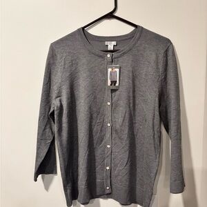 Spense Heather Gray Cardigan with Pearl Buttons